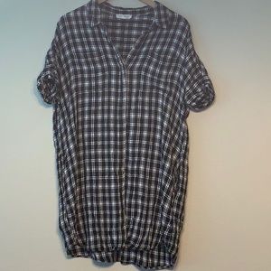 Beach lunch lounge plaid button down dress